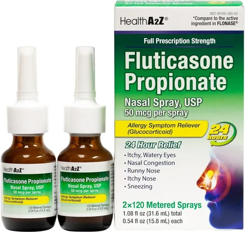 Vista 7 de HealthA2Z Pulverizadores nasales de propionato de fluticasona, alivio de alergias las 24 horas, 120 aerosoles, 0.54 onzas líquidas
