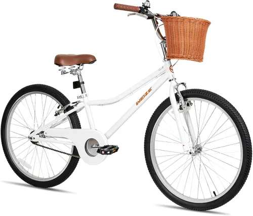 Vista 7 de WEIZE Girls Bike 20 24 Inch Teenage Tween Kids Cruiser Bike Commuter Bicycles with V-Brake Pink White