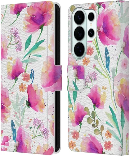 Vista 212 de Head Case Designs Officially Licensed Ninola Abstract Poppies Lilac Floral Leather Wallet Case Compatible with Samsung Galaxy A07 4G