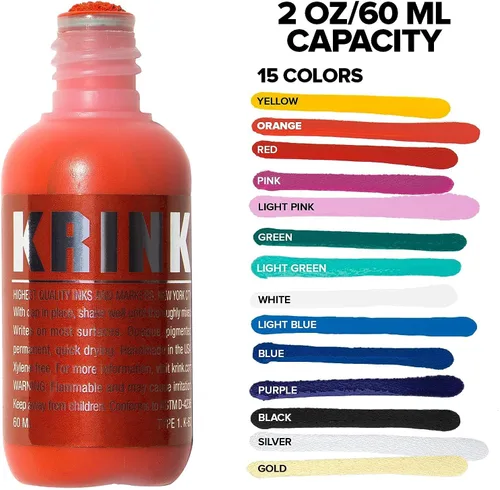 Vista 3 de Krink K-60 Marcador de Pintura Rojo - Marcadores de Graffiti de Bellas Artes Vibrantes y Opacos para Lienzo, Metal, Vidrio, Papel y Más - Marcador
