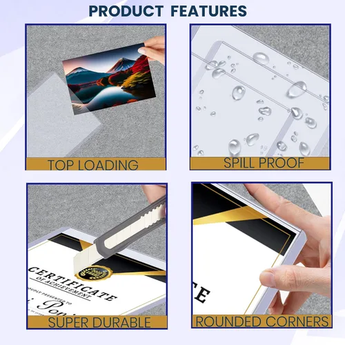 Vista 3 de Paquete de 5 protectores rígidos de impresión de 8.5 x 11 pulgadas, fundas de plástico duro resistentes, fundas de plástico transparente para papel