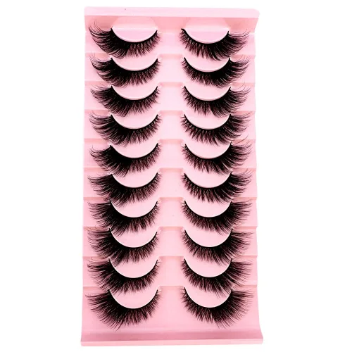 Vista 17 de Nuevas 10 Pares de Pestañas de Visón 3D Pestañas Postizas Hechas a Mano Pestañas Largas Esponjosas y Voluminosas Naturales Herramientas