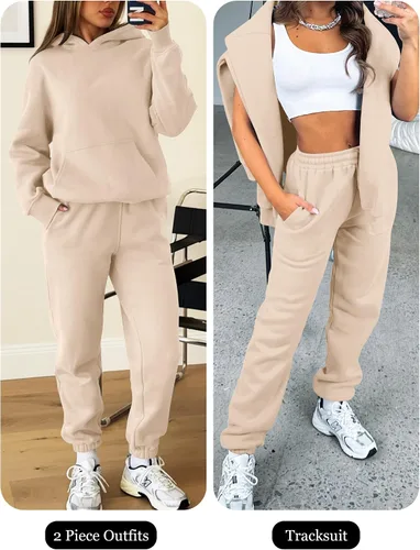Vista 6 de ANRABESS - Conjunto de 2 piezas para mujer, sudadera holgada con capucha, pantalones de chándal, conjunto de moda Y2K, ropa de otoño