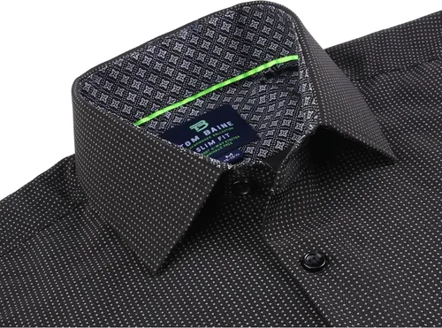 Vista 2 de Tom Baine Camisa de hombre ajustada de manga larga de alto rendimiento geométrica casual con botones