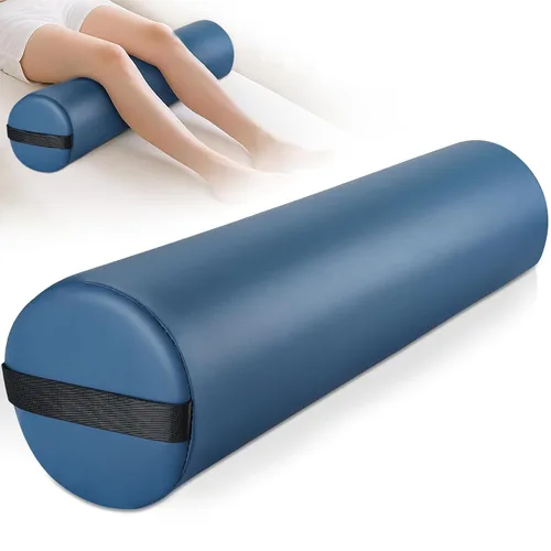 Vista 10 de Noverlife Rodillera redonda 3/4 para mesa de masaje, almohada de masaje de 26 x 6 x 6 pulgadas para piernas con asa de correa, mesa de masaje
