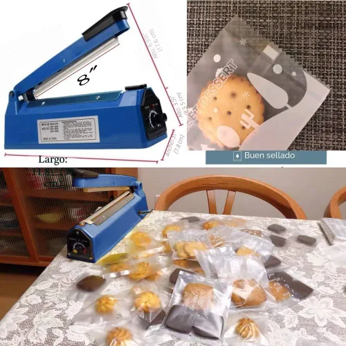 Vista 5 de Sellador térmico por impulsos Bolsas manuales Máquina de sellado por impulso de 8 pulgadas para bolsas de plástico PE PP Bolsas con agarre
