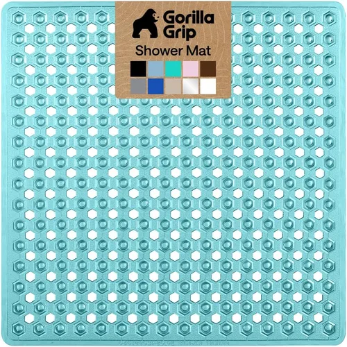 Vista 21 de GORILLA GRIP - Alfombrilla patentada cuadrada para cabina de ducha, alfombrillas pequeñas para el piso de la bañera para duchas de pie, ventosas