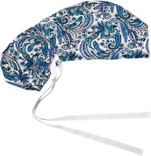 Vista 13 de Gorra médica con botones – Gorro de algodón con banda para el sudor, lazo trasero ajustable para cola de caballo