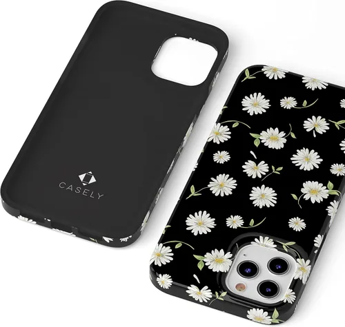 Vista 8 de Funda Casely para iPhone 11 Pro Max Daisy Daydream Floral Negro Diseño Clásico Ultradelgado