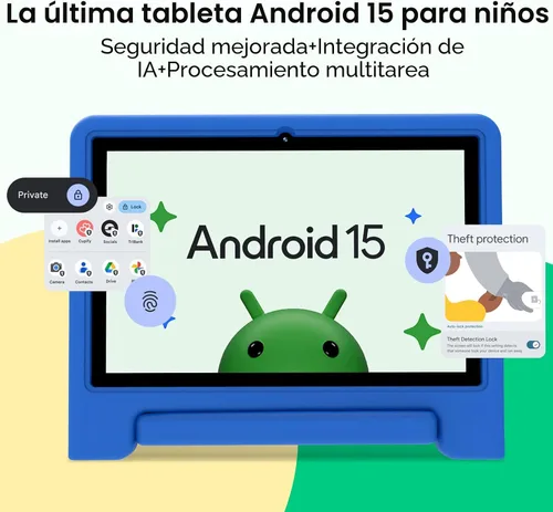 Vista 2 de CFVOCUY Tablet para niños 2026, tableta Android 15 de 10.1 pulgadas para niños, 8 GB de RAM, 64 GB de ROM (1 TB expandida), WiFi 6, aplicaciones Azul
