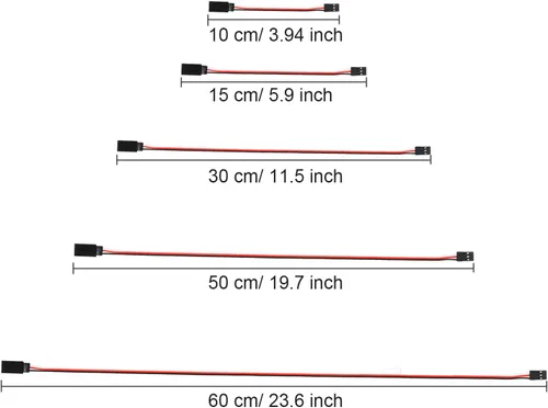 Vista 2 de Tecunite 20 cables de extensión servo de 3 pines, cable de extensión de servo RC hembra a macho, conectores de cable para tablero de control