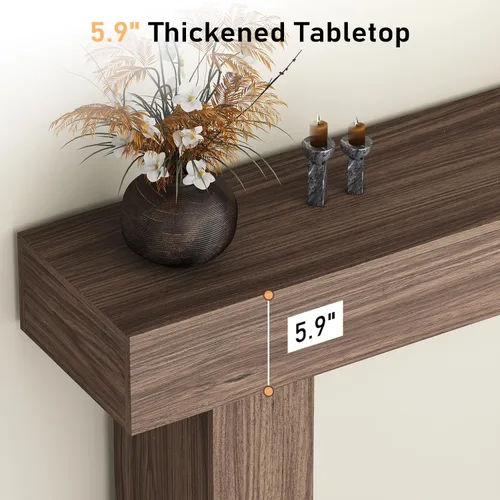 Vista 6 de knoworld - Mesa de consola de 63 pulgadas de largo para entrada, mesa de sofá rectangular de madera estilo granja detrás del sofá, mesa estrecha