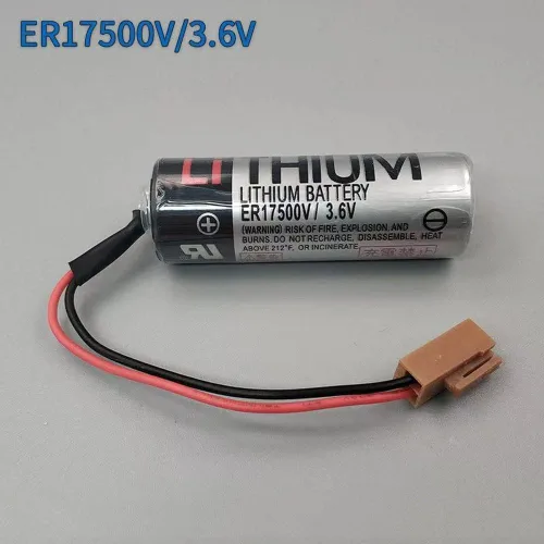 Vista 3 de (1 paquete) ER17500V/3.6V 2700mAh Baterías de litio no recargables Batería de reserva CNC con enchufe marrón