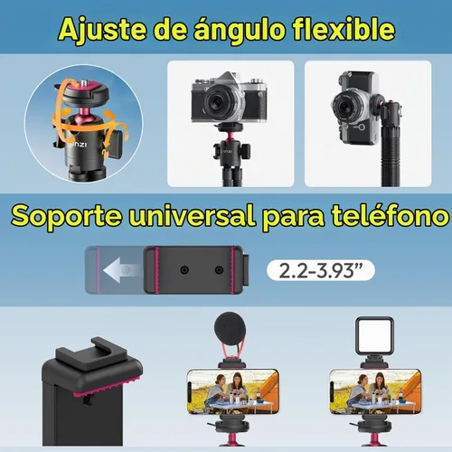 Vista 3 de ULANZI MT-91 - Trípode flexible de pulpo para teléfono, GoPro y cámara, mini trípode 3 en 1 con control remoto Bluetooth, liberación rápida CKA