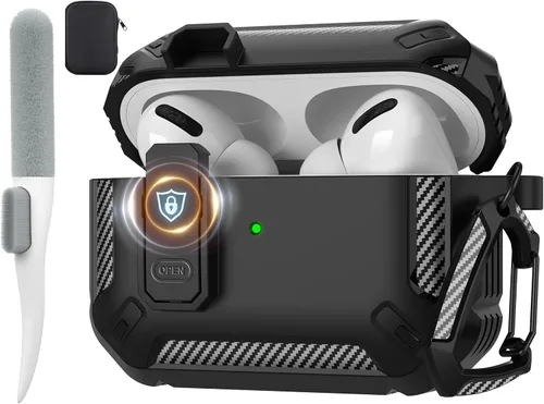 Vista 38 de Maxjoy Funda para AirPods Pro 3 2025, MagSafe compatible con bloqueo automático, funda protectora a prueba de golpes con soporte para teléfono