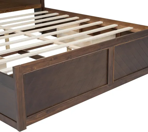 Vista 8 de Harper & Bright Designs Cama de plataforma tamaño King con cabecera de estantería y cajones de almacenamiento, marco de cama de almacenamiento