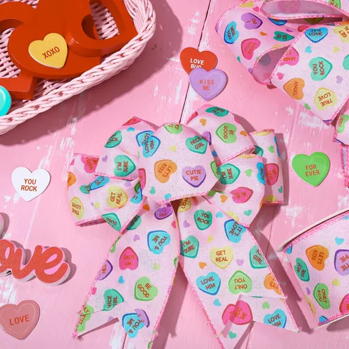 Vista 4 de JarThenaAMCS Cinta con Borde de Alambre para el Día de San Valentín Cinta de Corazón de Conversación Cinta con Alambre de Corazón de Dulce Cinta