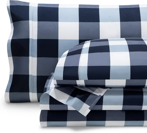 Vista 32 de Bare Home - Juego de sábanas estampadas, 1800 ultra suaves (individual, gris jaspeado) Deep Pockets 6 to 15 Inches, Breathable, Hypoallergenic