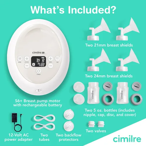 Vista 2 de Extractor de leche eléctrico doble recargable ajustable Cimilre S6+