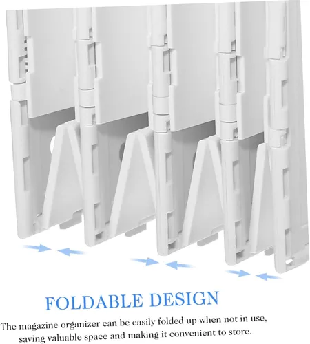 Vista 2 de OSALADI Desk File Organizer with Multiple Compartments Collapsible Binder Holder and Magazine File for Office Use Material Space-saving Design for