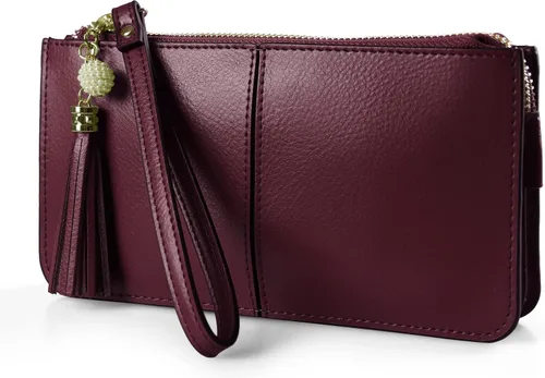 Vista 9 de befen Clutch de Muñeca de Cuero Genuino para Mujeres Ultra-Delgado Portador de Tarjetas de Crédito para Damas Cartera Monedero con Protección RFID
