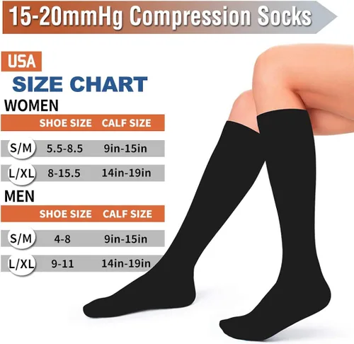 Vista 6 de Calcetas de compresión para mujeres y hombres, ideales para atletismo, mejoran la circulación y recuperación.