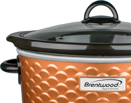 Vista 3 de Brentwood SC-140C - Olla de cocción lenta de 4.5 cuartos de galón, cobre, 3 ajustes de calor (bajo, alto, cálido), olla de cerámica, tapa de vidrio
