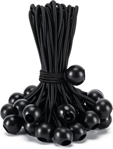 Vista 10 de Paquete de 30 cuerdas elásticas con bola, cuerdas elásticas resistentes de 4 pulgadas, lona de toldo con bolas elásticas para amarre de dosel