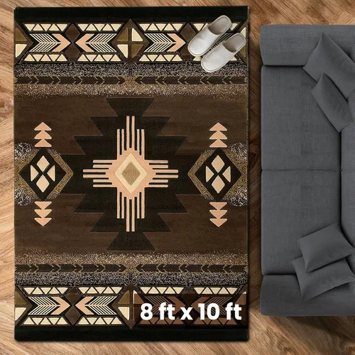 Vista 107 de YHSF South West - alfombra estilo nativo americano del suroeste C318 - fácil de limpiar, gruesa, suave, duradera, alfombra inspirada en tribus