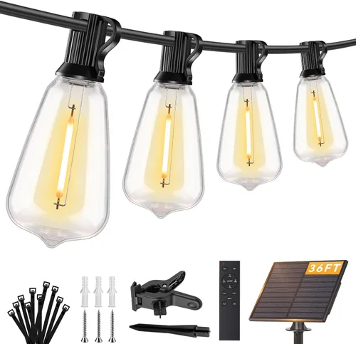 Vista 20 de Brightever Luces de Cadena Solares de 25 Pies para Exteriores Impermeables, Luces Solares G40 con Control Remoto y 10+1 Bombillas Globo LED