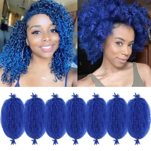 Vista 57 de Cabello para Trenzas Marley Twist de 10 pulgadas Negro 3 Paquetes Cabello Afro Twist Elástico Preseparado para Locs Suaves Cabello Spring Twist