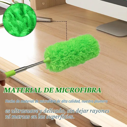 Vista 5 de Paquete de 4 plumeros de microfibra, con poste extensible y cabezal flexible, herramienta de limpieza de microfibra lavable para limpieza