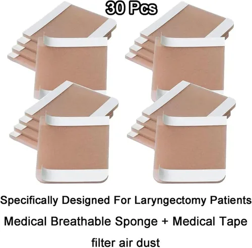 Vista 2 de Protector de estoma de cuello, protector de ostomía para cuello, calcomanías a prueba de polvo, transpirables, cómodas, desechables