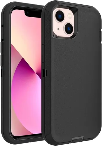 Vista 28 de Funda para iPhone 13 mini, Funda Resistente a Prueba de Golpes y Caídas, Resistente y Rugosa, Negra+Naranja Negro y anaranjado
