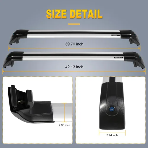 Vista 2 de Barra transversal OCPTY para Volkswagen Tiguan 2010-2018 Bastidores de equipaje de aluminio para portador de carga en la azotea, bolsa, kayak