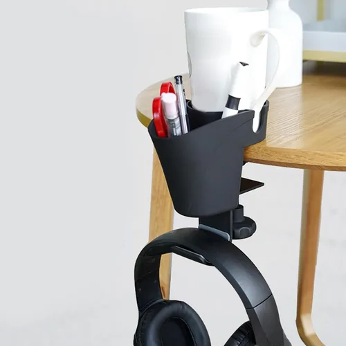 Vista 6 de Desk Organizers Clamp On Headphone Hook Cup Holder and Pen Stand Container for Efficient Workspaces Accessory