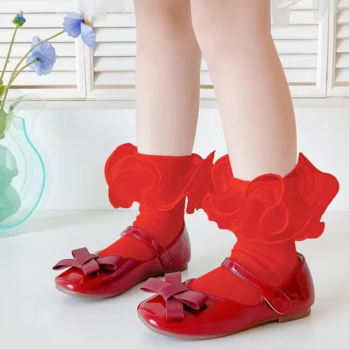 Vista 5 de Calcetines con volantes para niñas, calcetines de encaje doble con volantes, calcetines de algodón para concurso de belleza, paquete de 36