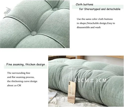 Vista 3 de Almohada rectangular grande para cabecero, almohada de apoyo largo para lectura, cojín lumbar perfecto para cama de día y litera, almohada