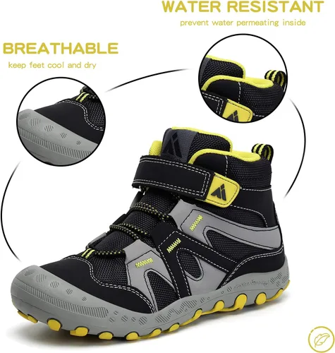 Vista 2 de Mishansha Botas de senderismo unisex para niños, antigolpes y antideslizantes, para uso al aire libre