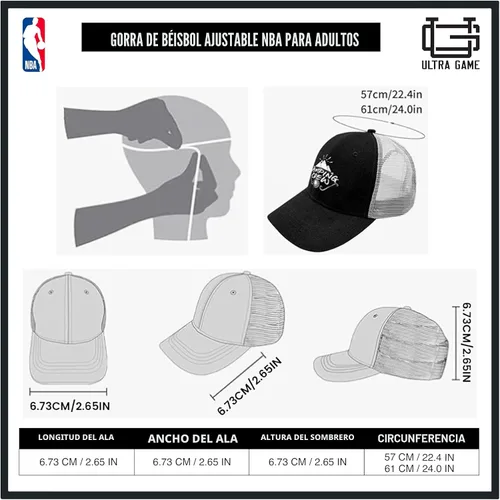 Vista 6 de Ultra Game Gorra de béisbol negra Ultimate oficial de sarga con broche a presión de la NBA para hombres