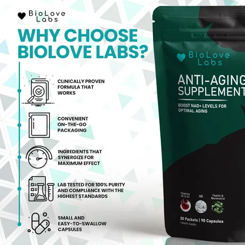 Vista 3 de NAD 3 en 1 Booster: ribósido de nicotinamida (NR), fisetina, resveratrol, K2 y D3 Apoya el envejecimiento saludable del cerebro, el cuerpo