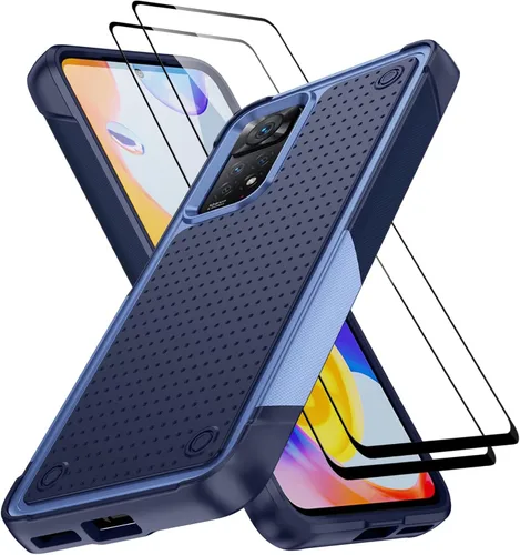 Vista 16 de Jeylly Funda para Xiaomi Poco X3 NFC con protector de pantalla de vidrio templado [2 paquetes], resistente a prueba de golpes, funda protectora
