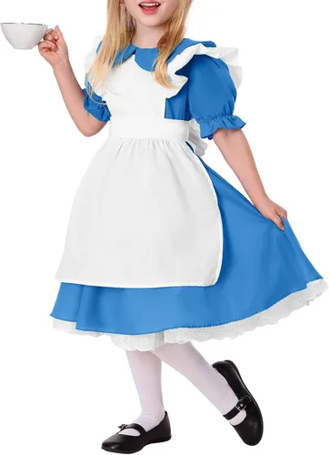 Vista 2 de rrhss Alicia en el país de las maravillas - Vestido de Alicia para niñas, disfraz de Halloween de 5 a 14 años