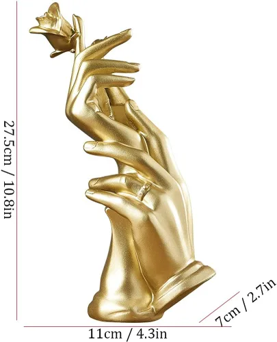 Vista 2 de Escultura de la estatua del feng shui chino, escultura moderna de mano humana, ornamentos decorativos, escritorio de oficina, resina, hecho a mano