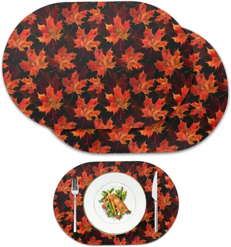Vista 43 de Buteterfly - Juego de 2 manteles individuales con diseño ovalado, impermeables, lavables, resistentes al calor, decoración del hogar, cocina