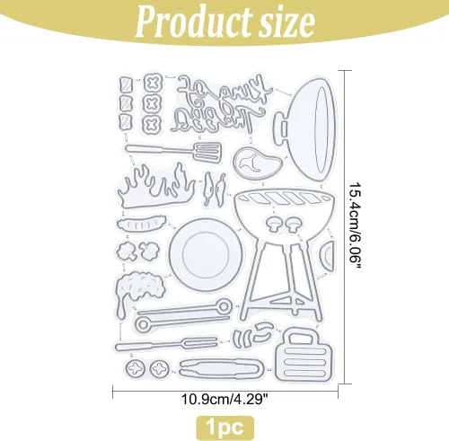 Vista 2 de GLOBLELAND Herramientas para asar a la parrilla, troqueles de corte para hacer tarjetas, troqueles de corte de barbacoa de primavera para bricolaje