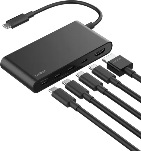Vista 11 de Belkin Hub USB C, base multipuerto 4 en 1 para laptop con HDMI 4K, estación de acoplamiento USB C con entrega de alimentación de paso de 100 vatios