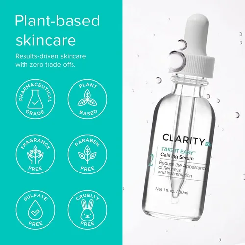 Vista 5 de ClarityRx Take It Easy - Suero facial calmante, tratamiento natural antienrojecimiento a base de plantas para pieles sensibles y rosácea