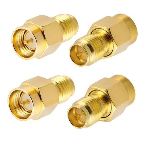 Vista 4 de CORONIR Paquete de 16 adaptadores SMA macho a RP SMA hembra conector Jack para cable coaxial RF Antena Wi-Fi/Amplificador