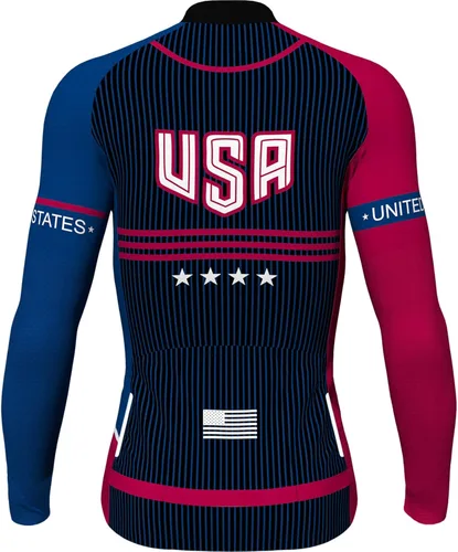Vista 2 de Lo.gas Camiseta de ciclismo de EE. UU. para hombre, manga corta, para ciclismo, con bandera estadounidense, ropa de bicicleta de carretera